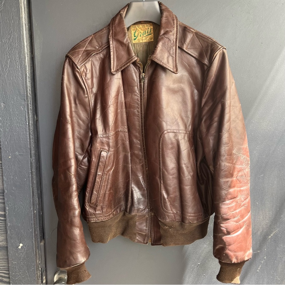 Grais 1950s Vintage Genuine Horsehide A2 Type Flight Jacket Size S/M Schott,Aero